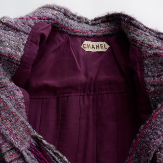 Chanel Haute Couture Rare vintage Purple wool Boucle cape