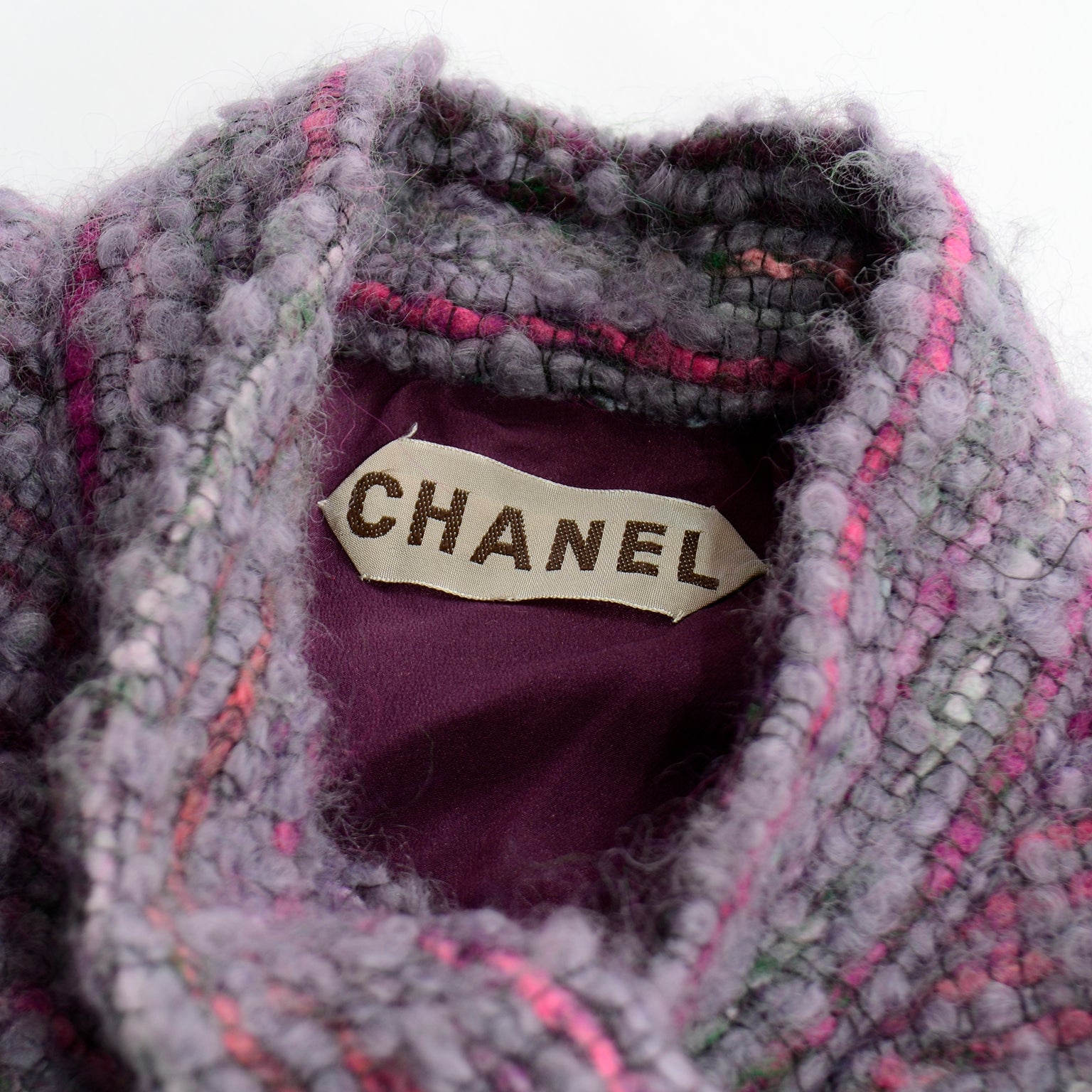 Vintage Chanel Haute Couture Purple Wool Boucle Cape – Modig