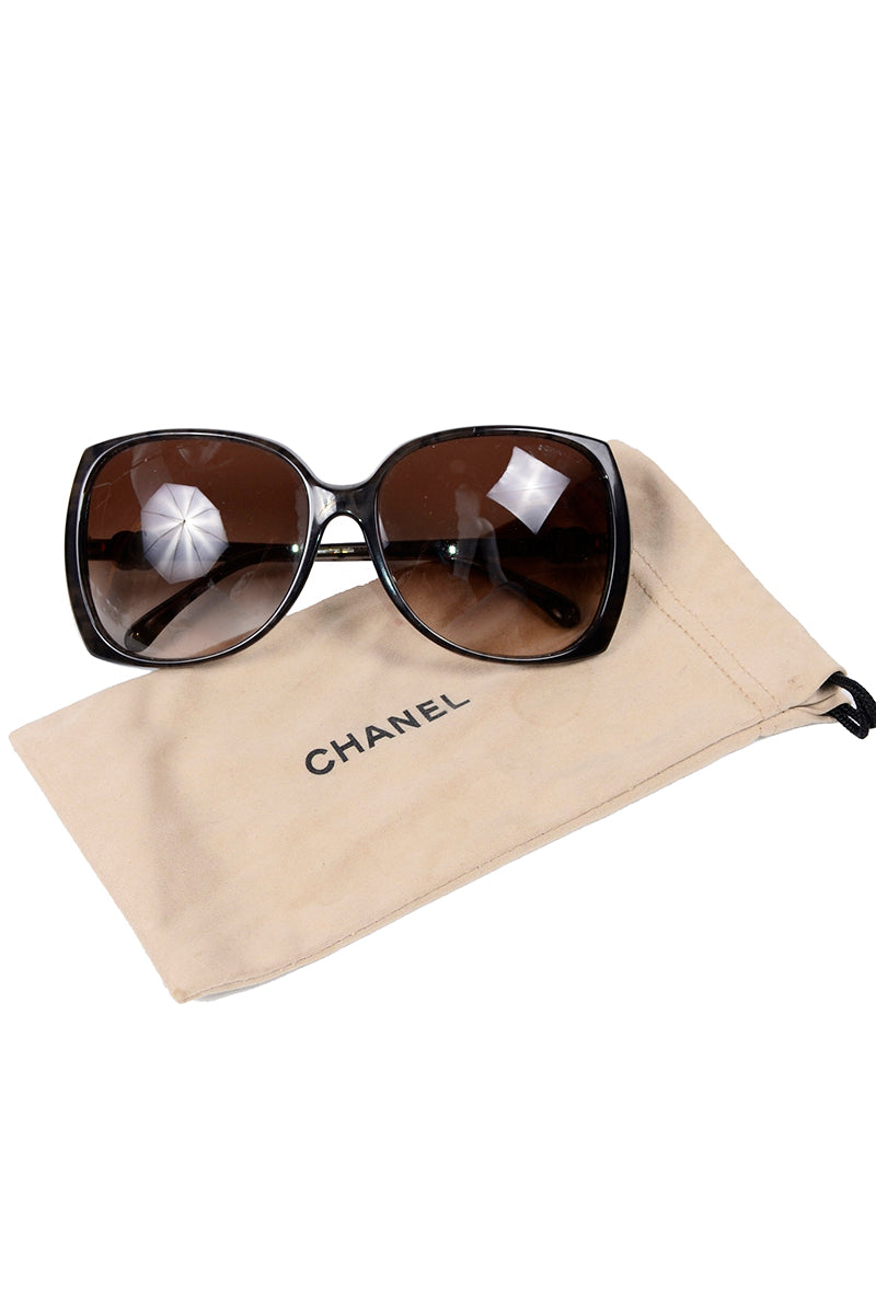 Chanel Brown Interlocking CC Logo Square Sunglasses