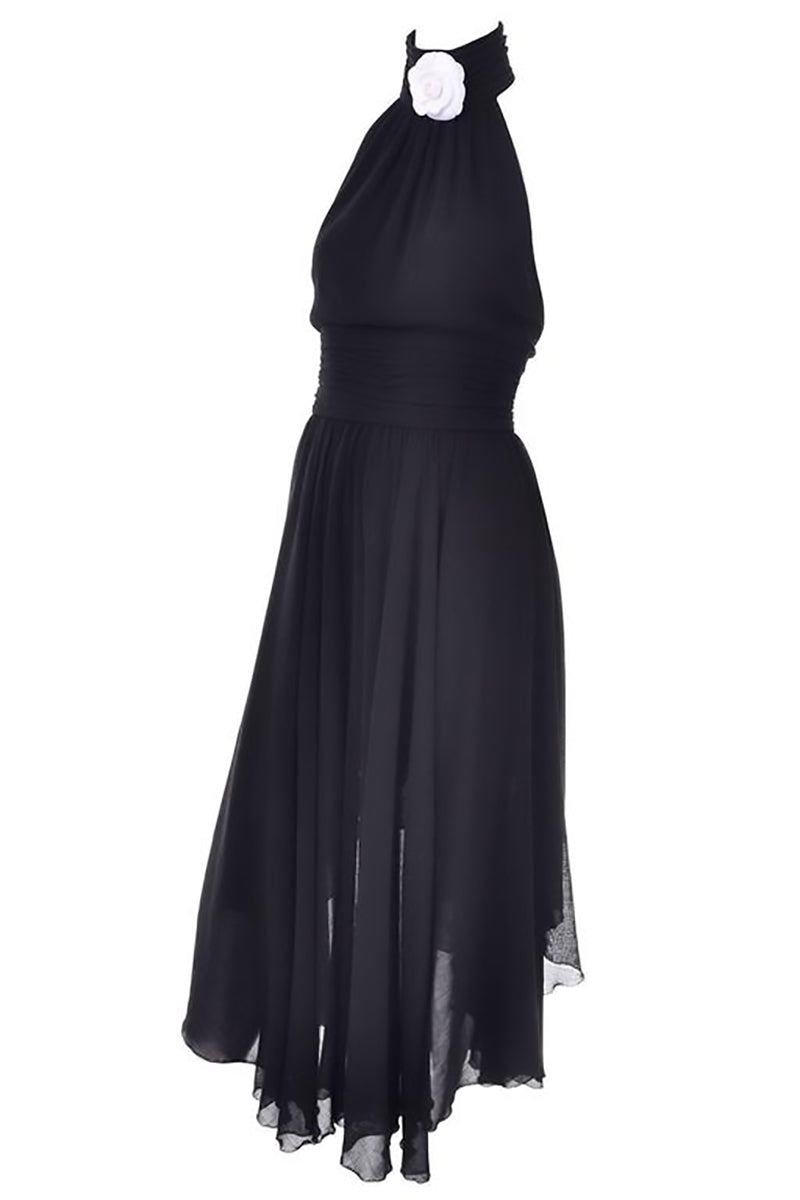 1990's Chanel Vintage Halter Dress Asymmetrical Camellia Bolero 36 2/4 Modig 1990's Chanel Vintage Halter Dress Asymmetrical Camellia Bolero 36 2/4 Modig