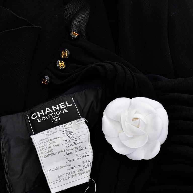 1990's Chanel Vintage Halter Dress Asymmetrical Camellia Bolero 36 2/4 –  Modig