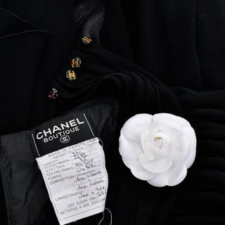 1994 Chanel Vintage Halter Dress Asymmetrical Hemline Camellia Bolero Jacket 36 - Dressing Vintage