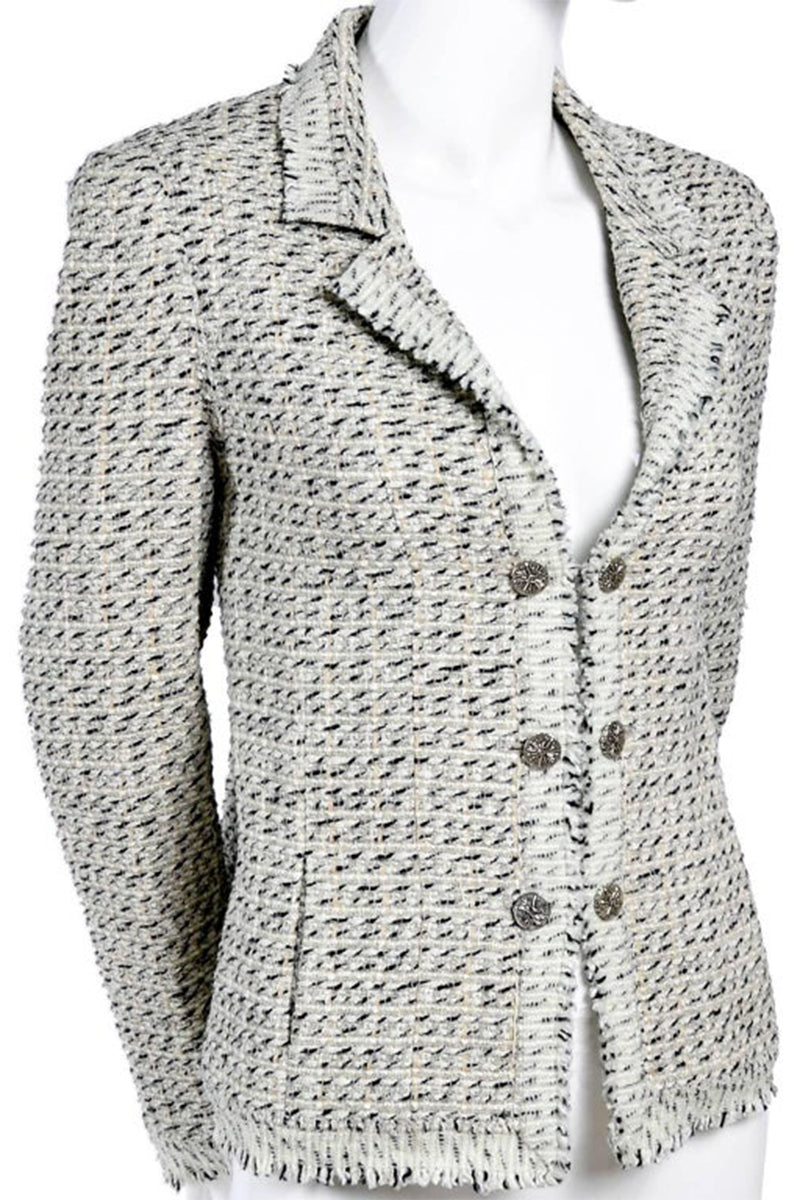 2004 Chanel Lessage Fantasy Tweed Jacket w/ Fringe Size 40 or 6/8 – Modig