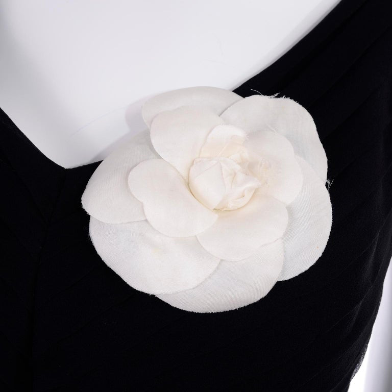 Chanel Camellia Flower Pin Brooch White Textile, Chanel