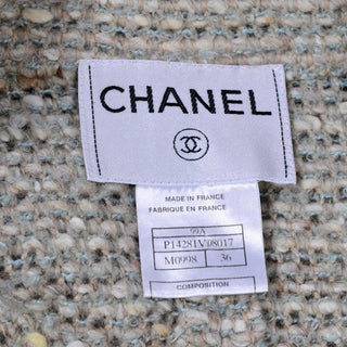 A/W 1999 Long Chanel Coat in Cream Brown & Blue Lesage Tweed - Dressing Vintage