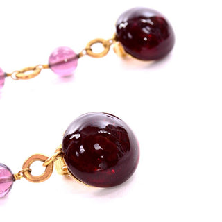 Vintage Chanel Gripoix Purple Drop Gold Earrings Victoire de Castellane