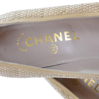 Gold Chanel Label Inside of Vintage Leather Shoes