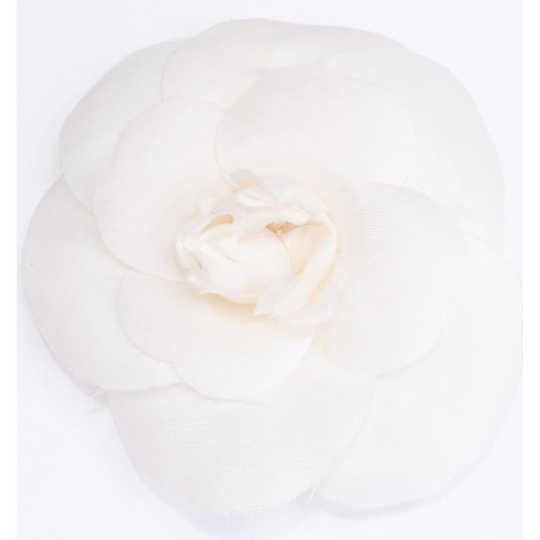 Chanel White Camellia Flower Lapel Pin Brooch in Chanel Gift Box – Modig