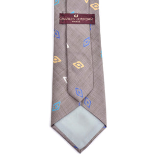 Vintage designer Charles Jourdan Paris gray silk tie with geometric pattern