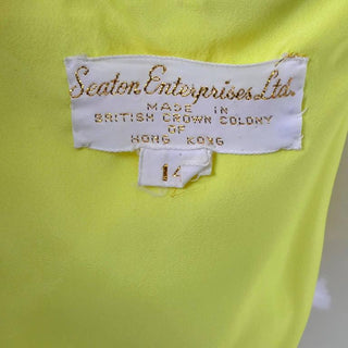 1960s chartreuse beaded keyhole vintage gown Seaton Enterprises Ltd.