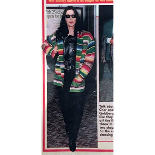 Magazine photo of Cher in colorful southwestern jacket