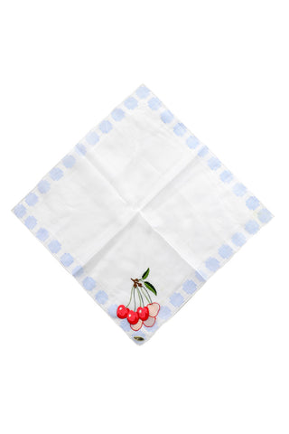 Vintage Handkerchief Hankie Embroidered Cherries Applique New