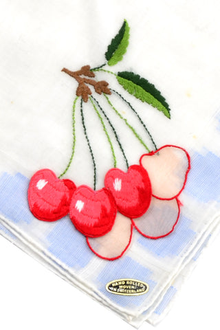 Cherry Vintage Handkerchief Hankie Embroidery Appliques New