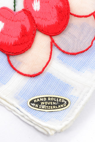 Switzerland Cherry Vintage Handkerchief Hankie Embroidery Applique New