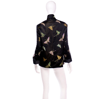 Vintage Reversible Black Silk Chinese Embroidered Butterfly Jacket mid century