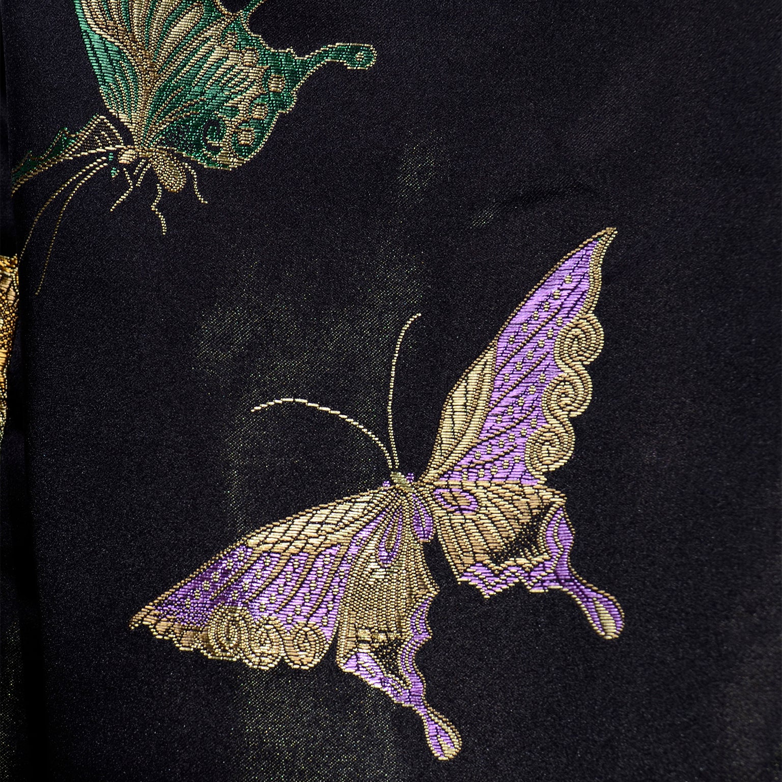 Vintage Reversible Black Silk Chinese Embroidered Butterfly Jacket