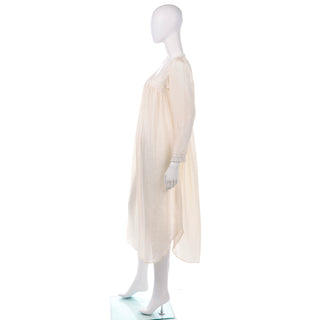 1980s Christian Dior Cream Sheer Silk Long Nightgown
