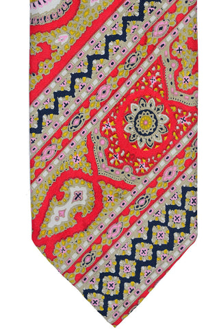 1970s Christian Dior Red Seamless Pattern Silk Wide Kipper Men's Necktie