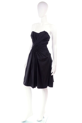 F/W 2007 John Galliano for Christian Dior Black Evening Dress w Glass Beads