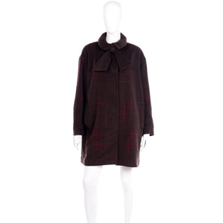 1980s Vintage Christian Lacroix Coat With Bow Red Topstitching