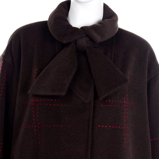 1980s Vintage Christian Lacroix Coat With Bow and Topstitching 80s