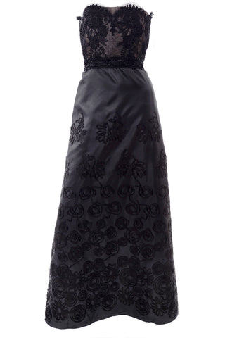 Christian Lacroix Vintage Black Evening Dress W Embroidery