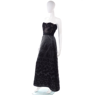 Christian Lacroix Vintage Black Beaded Evening Dress W Embroidery