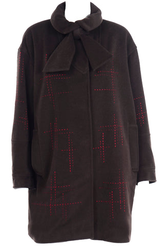 1980s Vintage Christian Lacroix Coat With Bow and Topstitching