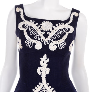 Midnight Blue 1990s Vintage Christian Lacroix Embroidered Dress