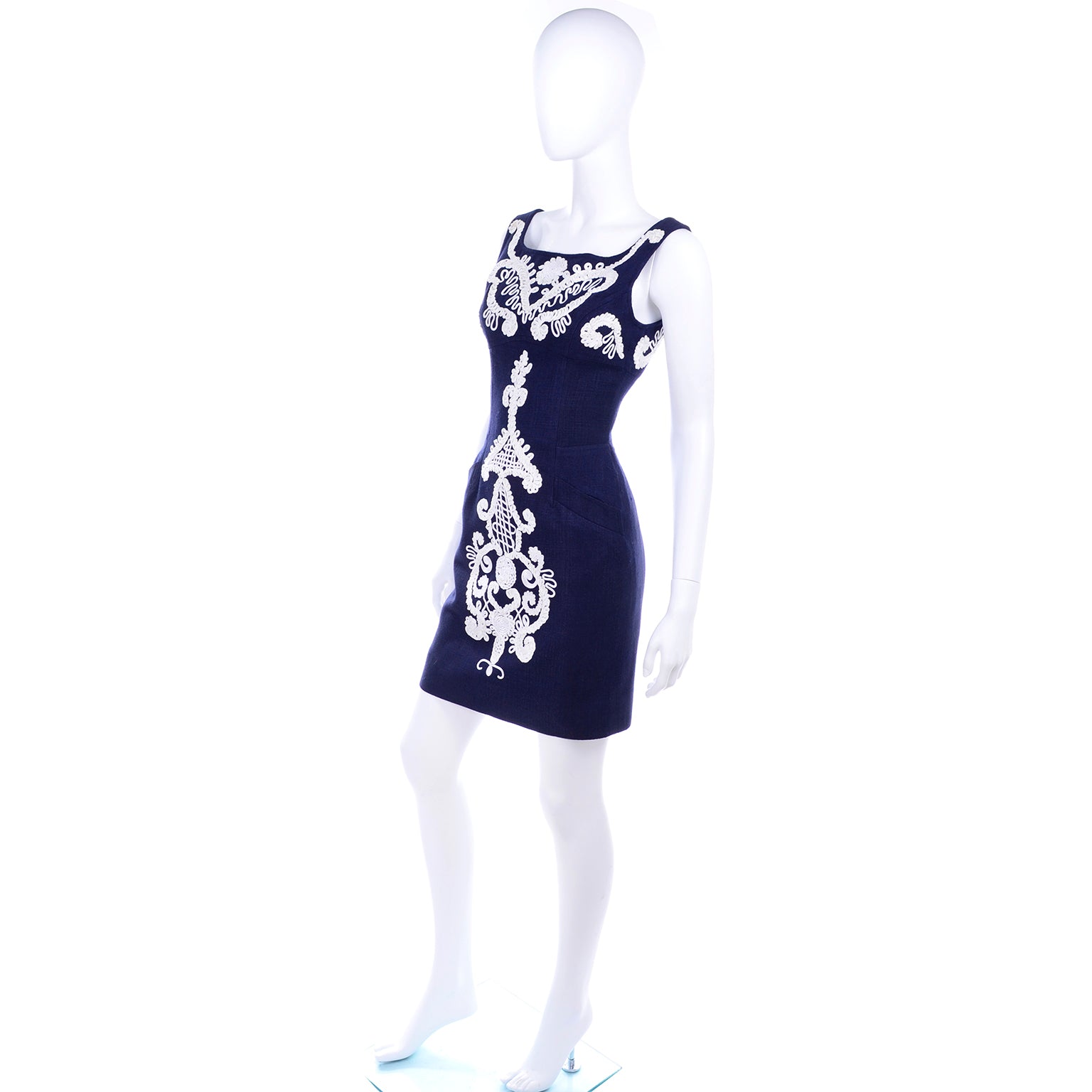 Christian Lacroix Vintage Midnight Blue Dress With Soutache Embroidery Modig Christian Lacroix Vintage Midnight Blue Dress With Soutache Embroidery Modig
