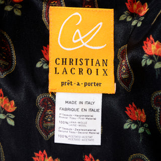 Christian Lacroix Edwardian Inspired Vintage Jacket 1980s pret a porter