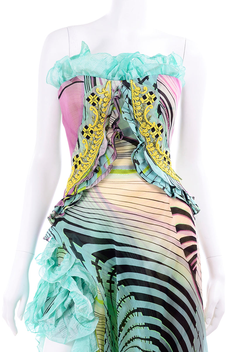 Christian Lacroix Runway 2005 Strapless Silk Ruffled Evening Dress Christian Lacroix Runway 2005 Strapless Silk Ruffled Evening Dress