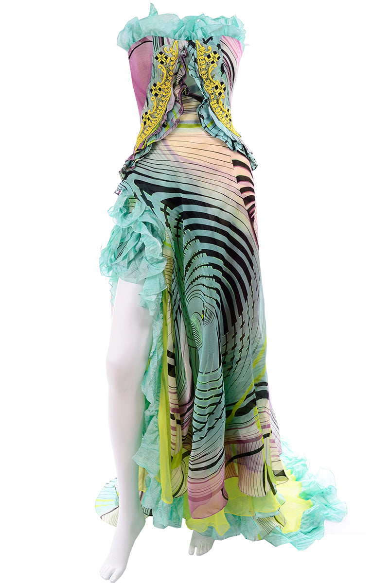 Christian Lacroix Runway 2005 Strapless Silk Ruffled Evening Dress Christian Lacroix Runway 2005 Strapless Silk Ruffled Evening Dress