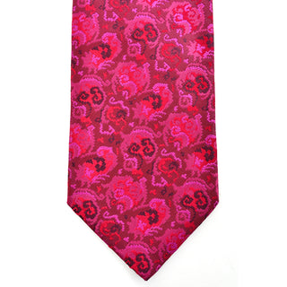 Vintage silk men's tie in hot pink, magenta, and red by Christian Lacroix. 3.5" wide blade