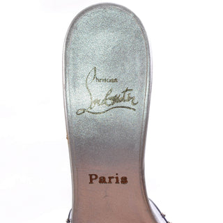 Never Worn Christian Louboutin Open Toe Slides w Silver Studs in PVC Sz 39