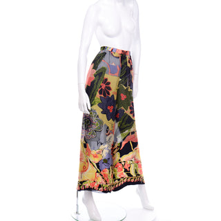 Christian Lacroix Vintage Tropical Colorful Floral High Waist Wide Leg PantsC