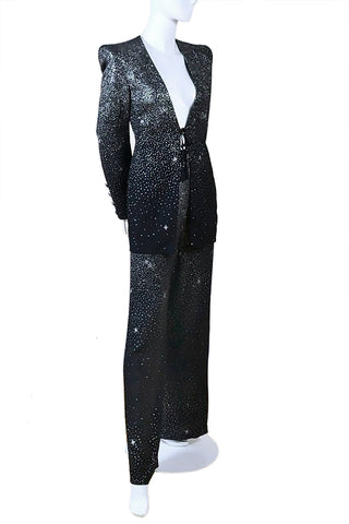 Christian Lacroix Vintage Glitter Sparkle Black Pantsuit