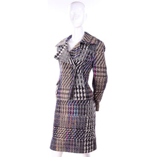 F/W 1996 Christian Lacroix Colorful Mixed Plaid Skirt & Jacket Suit