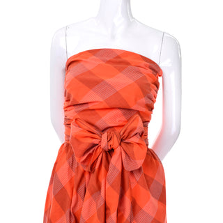 Orange Plaid Strapless Claire McCardell Dress