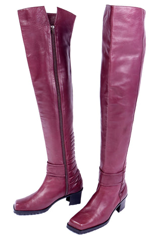 1980s Claude Montana Burgundy Thigh High Leather Boots