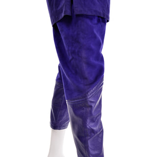 Claude Montana Vintage Purple Lambskin Suede Leather Pants & Top