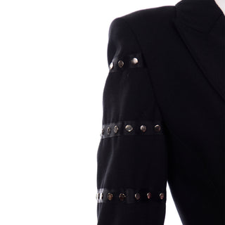 Claude Montana Paris Avant Garde Black Blazer Jacket W Asymmetrical Hem & Studs
