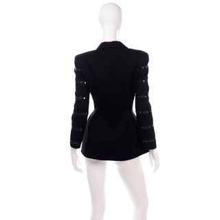 Claude Montana Avant Garde Black Blazer Jacket W Asymmetrical Hem & Studs Size 8