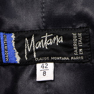 Claude Montana Avant Garde Black Blazer Jacket W Asymmetrical Hem & Studs Size 42 US 8