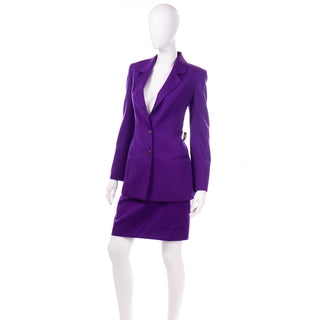 Vintage Claude Montana Purple Blazer Jacket and Skirt Suit designer