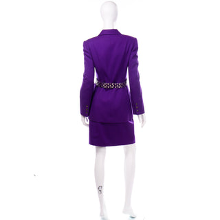 Vintage Claude Montana Purple Suit with Blazer Jacket and Skirt