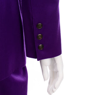 90s Vintage Claude Montana Purple Blazer Jacket and Skirt Suit 1990s