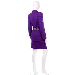Vintage Claude Montana Purple Blazer Jacket and Skirt Suit 90s