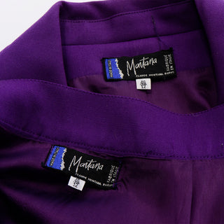 Vintage Claude Montana Purple Blazer Jacket and Skirt Suit US 10 12