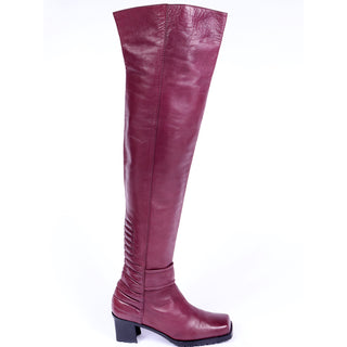 Collectible 1980s Claude Montana Burgundy Thigh High Leather Boots